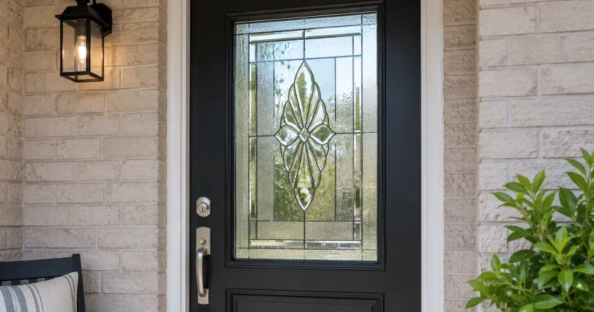 technician replacing a cracked decorative glass panel in Nobleton