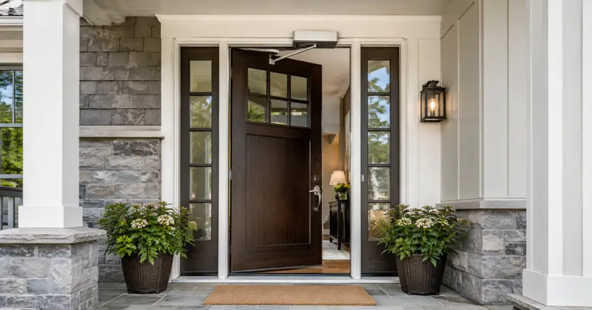 residential automatic door opener installed on exterior entry door in Nobleton North, Nobleton