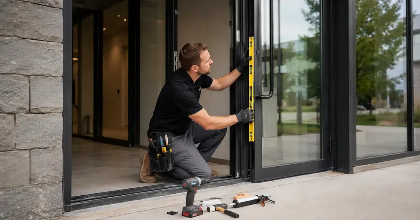 commercial glass door frame installation King Country Estates, Nobleton