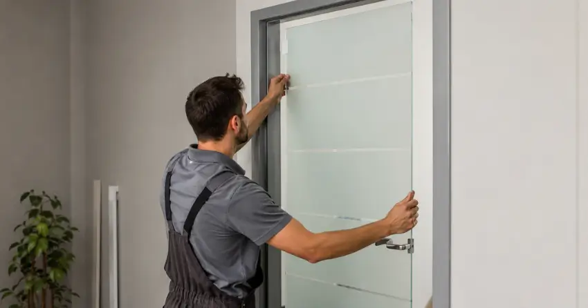 frosted glass interior door panel installation in Nobleton North, Nobleton