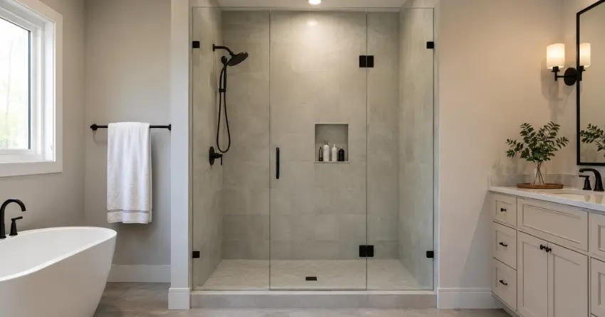 new frameless glass shower door installed in Nobleton North, Nobleton