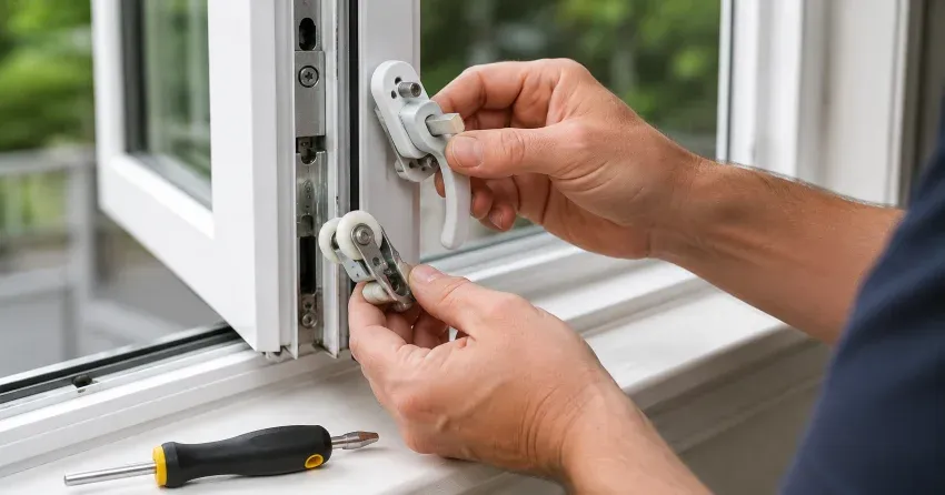technician performing broken window repair Nobleton on a sliding window