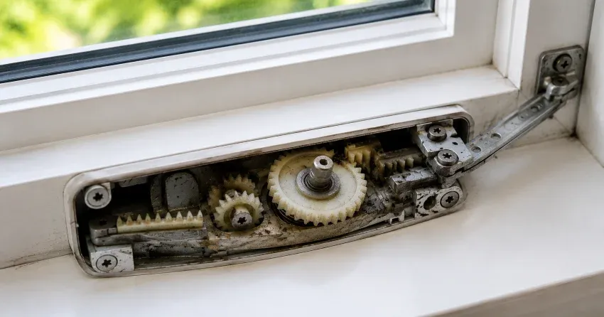 technician replacing casement window crank operator in Nobleton North, Nobleton home