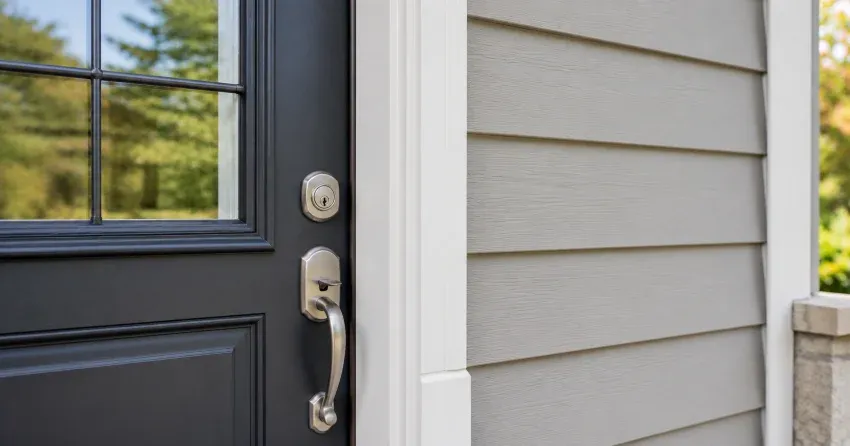 technician removing damaged brickmould from exterior door frame in Nobleton Lakes, Nobleton